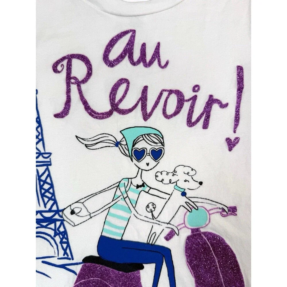 GYMBOREE Girls Graphic‎ Tee Paris Scooter Illustration Size 8